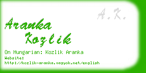 aranka kozlik business card